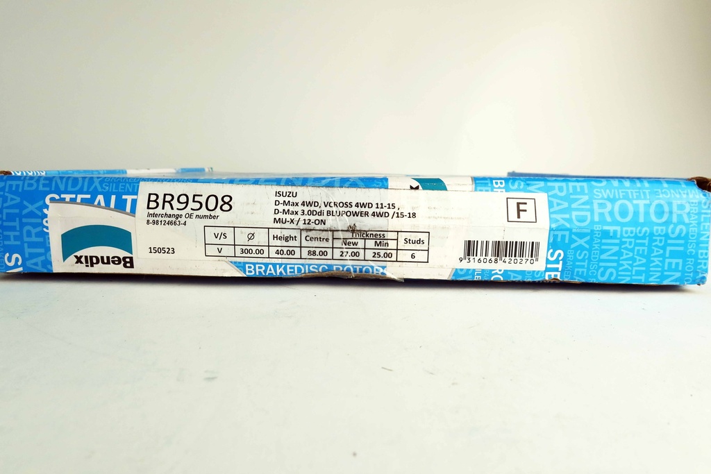เบ็นดิกซ์(Bendix) จานดิสก์เบรกล้อหน้า BR9508 อีซูซุ ดีแม๊คซ์ ออลนิว 4WD / 11-15 ดีแม๊คซ์ วีครอส 4WD / 11-15 ดีแม๊คซ์ 3.0Ddi บลูพาวเวอร์ 4WD / 15-18 MU-X / 12-on