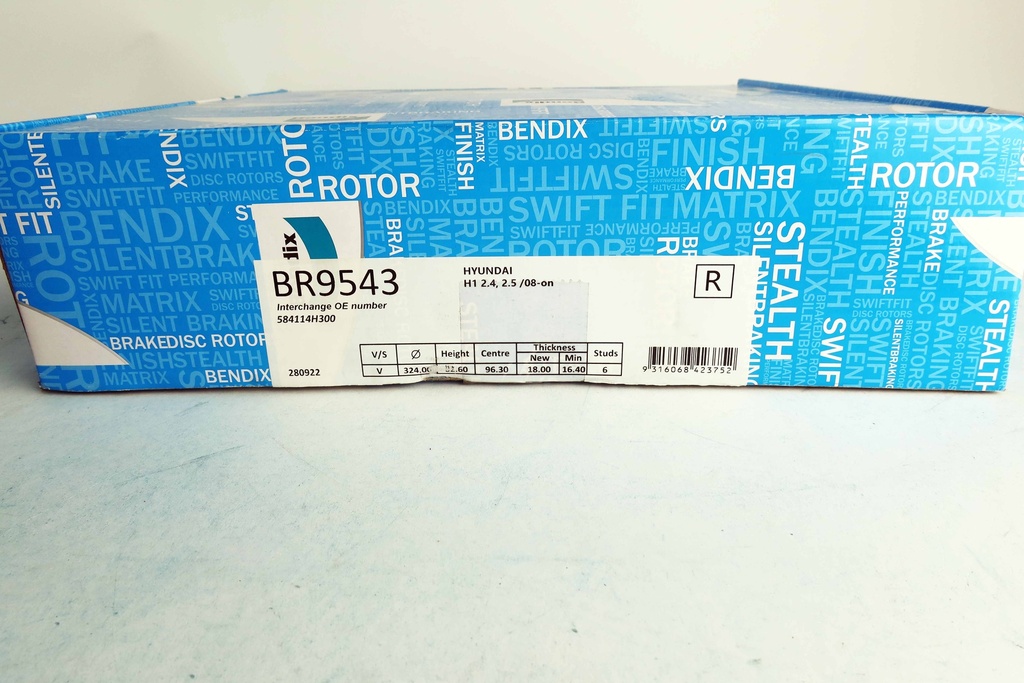 เบ็นดิกซ์(Bendix) จานดิสก์เบรกล้อหลังBR9543 H1 2.4, 2.5 /08-on