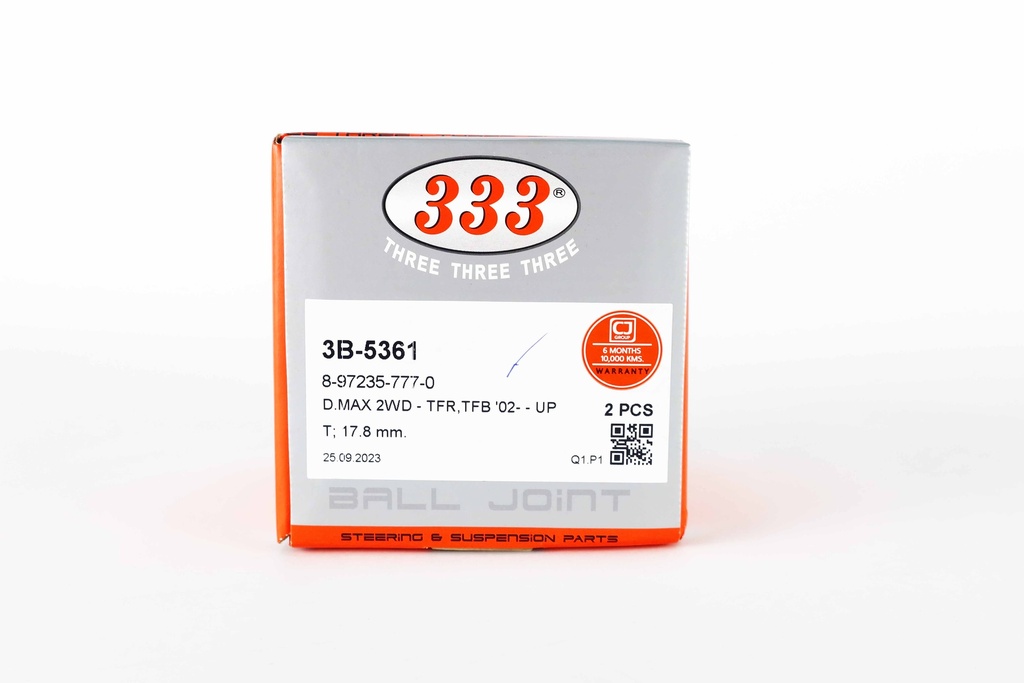 ตองสาม(333) ลูกหมากปีกนกบน อีซูซุ / เชฟโรเลต ดีแม็คซ์  2WD, MU-X 4WD / โคโรลาโด, เทรลเบลเซอร์    2004 - 2007 / 2012 เตเปอร์ 17.7 มิล, เสื้อ 4 รู UPPER  3B-5361