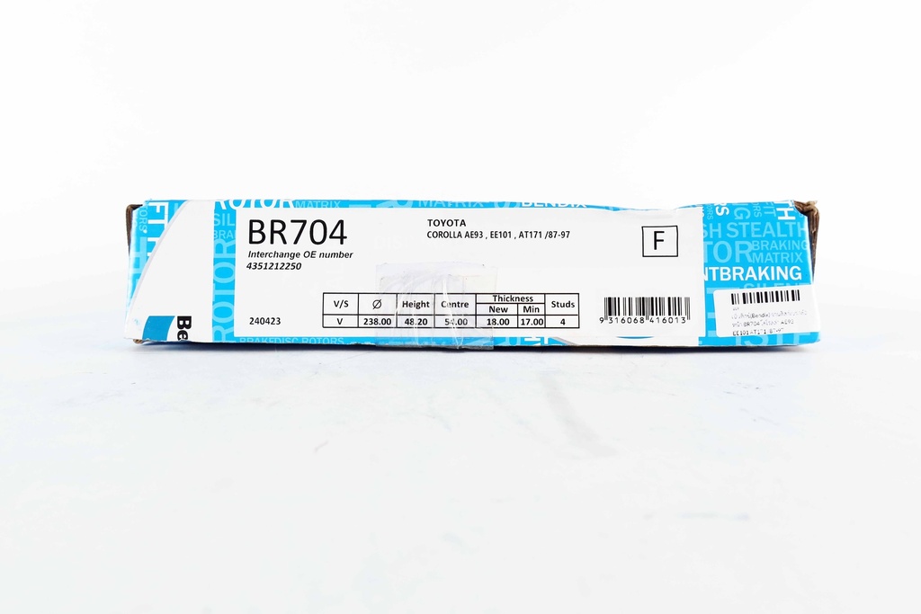 เบ็นดิกซ์(Bendix) จานดิสก์เบรกล้อหน้า BR704 โคโรลล่า AE93  EE101  AT171 /87-97