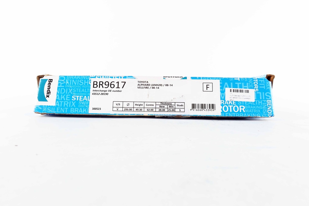 เบ็นดิกซ์(Bendix) จานดิสก์เบรกล้อหน้า BR9617 อัลพาร์ด (ANH20) / 08-14