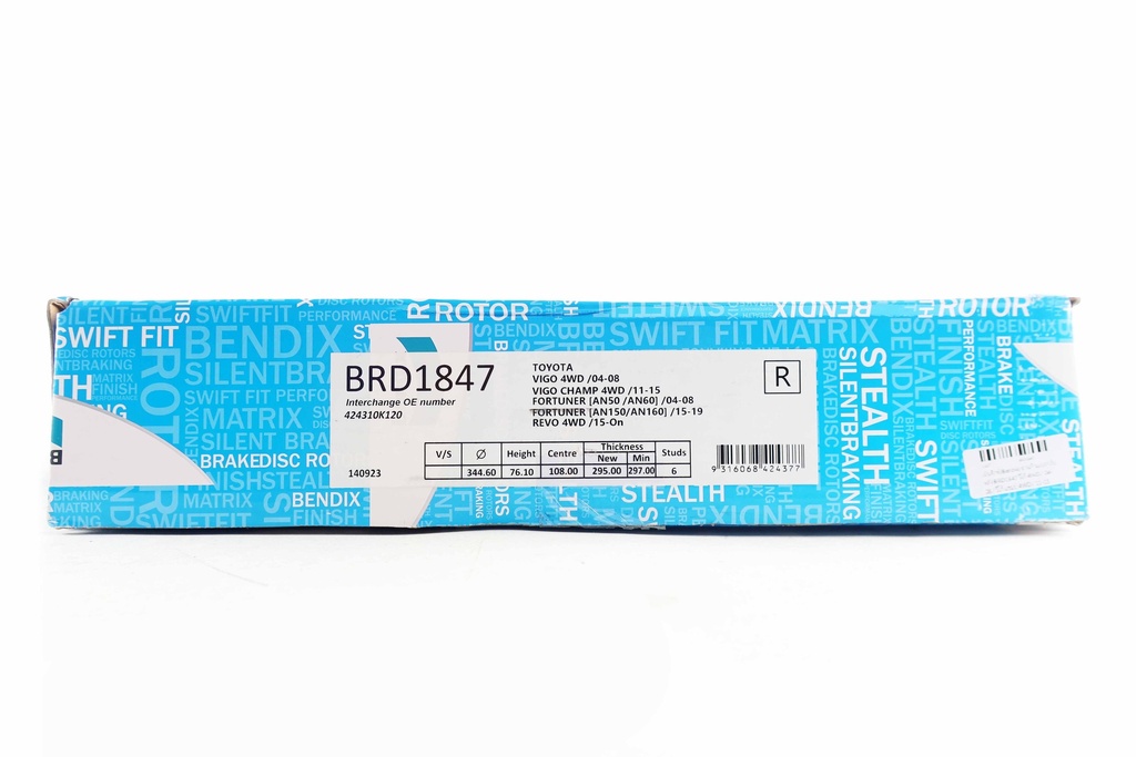 เบ็นดิกซ์(Bendix) จานก้ามเบรกล้อหลัง BRD1847 วีโก้ 4WD / 04-08 / วีโก้ แชมป์ 4WD / 11-15 ฟอร์จูนเนอร์ สมาร์ท (หน้ายักษ์)/(หน้าแชมป์)