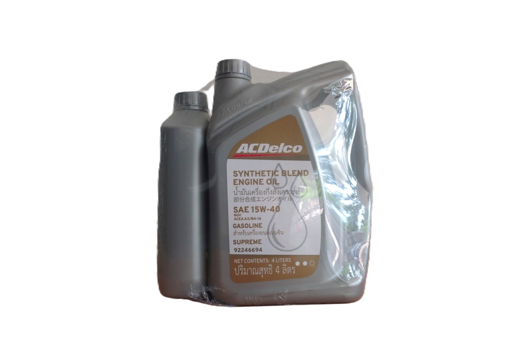 เอซีเดลโก้(Acdelco) น้ำมันเครื่องเบนซิน กึ่งสังเคราะห์ SAE15W 40ACEA A3 B4 A3 B4 02 E7 NGV LPG 92246694
