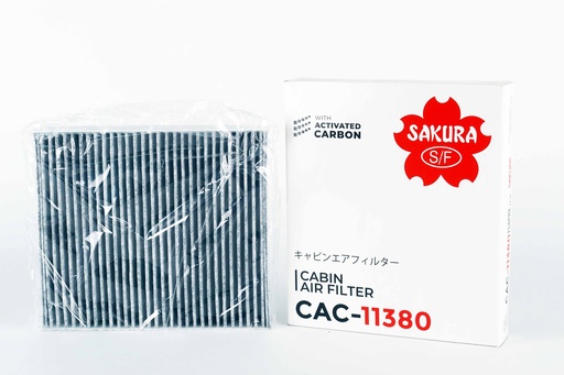 [CA0202000063] ซากุระ(Sakura) ไส้กรองแอร์ โตโยต้า อัลติส 1.6/1.8 2020-2025,ฟอร์จูนเนอร์ 2.4/2.8/2.7 2016-2025,รีโว่ 2.44/2.8/2.7 2016-2020 CAC-11380 Carbon